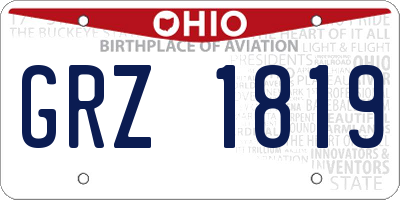 OH license plate GRZ1819