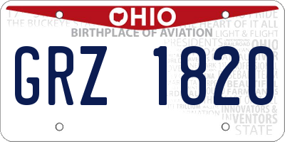 OH license plate GRZ1820