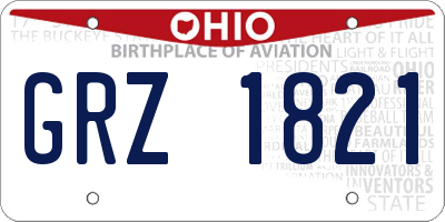 OH license plate GRZ1821