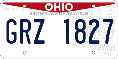 OH license plate GRZ1827
