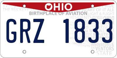 OH license plate GRZ1833