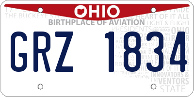 OH license plate GRZ1834