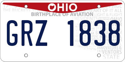 OH license plate GRZ1838