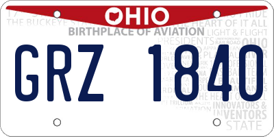 OH license plate GRZ1840
