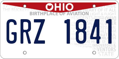 OH license plate GRZ1841
