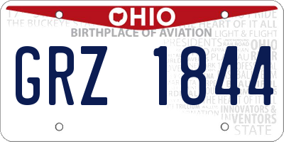 OH license plate GRZ1844