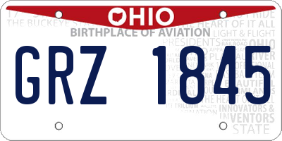 OH license plate GRZ1845