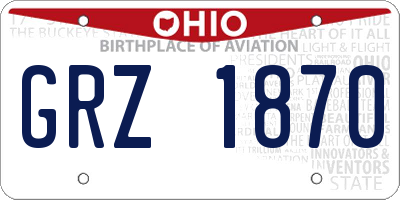 OH license plate GRZ1870