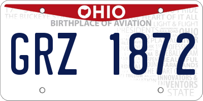 OH license plate GRZ1872
