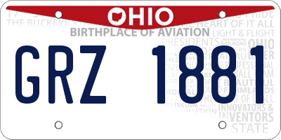 OH license plate GRZ1881