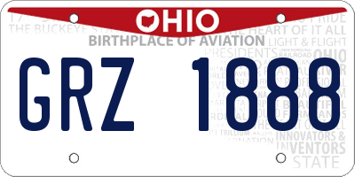 OH license plate GRZ1888