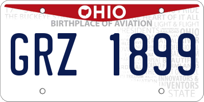 OH license plate GRZ1899