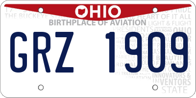 OH license plate GRZ1909