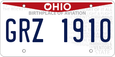 OH license plate GRZ1910