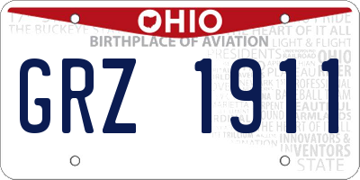 OH license plate GRZ1911