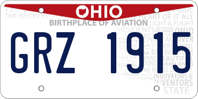 OH license plate GRZ1915
