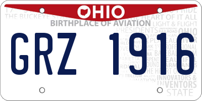 OH license plate GRZ1916