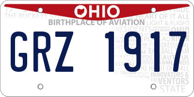 OH license plate GRZ1917