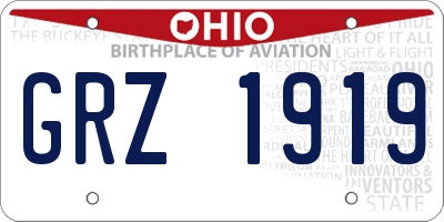 OH license plate GRZ1919