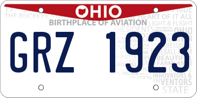 OH license plate GRZ1923