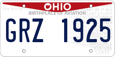 OH license plate GRZ1925