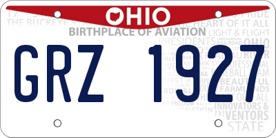 OH license plate GRZ1927