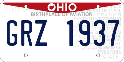 OH license plate GRZ1937