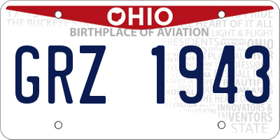 OH license plate GRZ1943