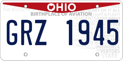 OH license plate GRZ1945