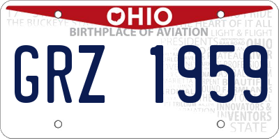 OH license plate GRZ1959