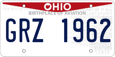 OH license plate GRZ1962