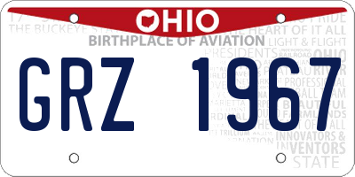 OH license plate GRZ1967