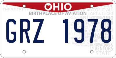 OH license plate GRZ1978