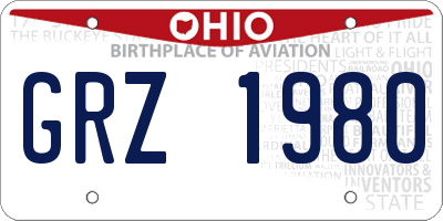 OH license plate GRZ1980