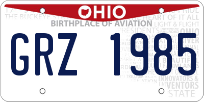 OH license plate GRZ1985