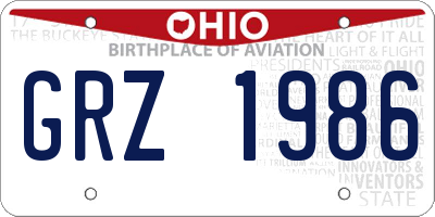OH license plate GRZ1986