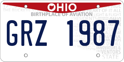 OH license plate GRZ1987