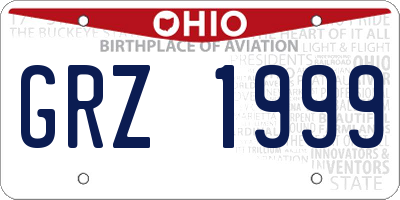 OH license plate GRZ1999