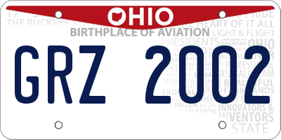 OH license plate GRZ2002