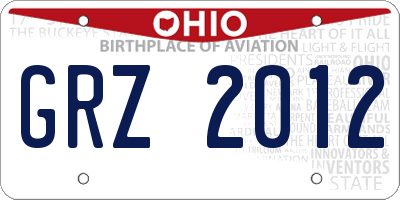 OH license plate GRZ2012
