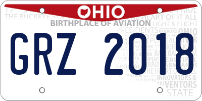 OH license plate GRZ2018