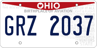 OH license plate GRZ2037