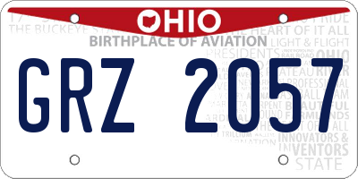 OH license plate GRZ2057