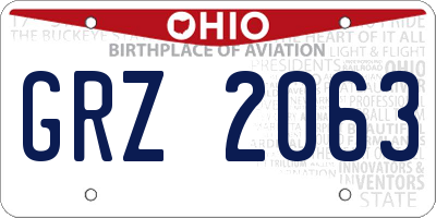 OH license plate GRZ2063
