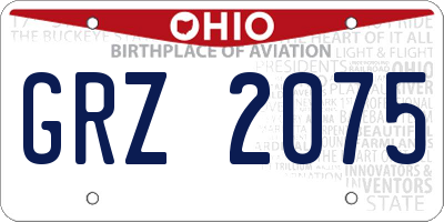 OH license plate GRZ2075