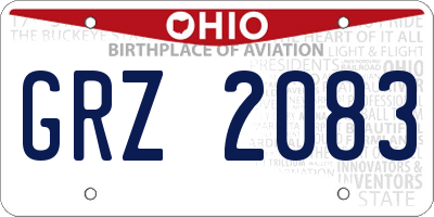 OH license plate GRZ2083