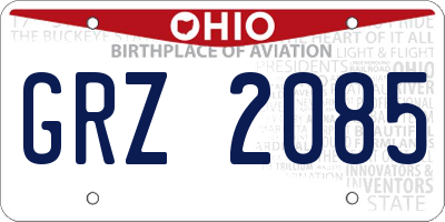 OH license plate GRZ2085