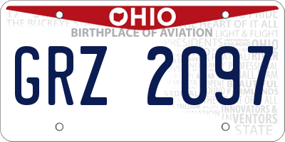 OH license plate GRZ2097