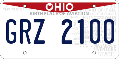 OH license plate GRZ2100