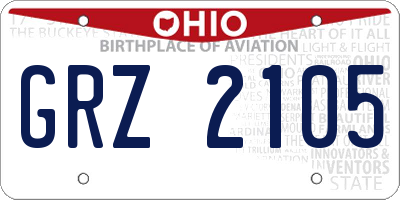 OH license plate GRZ2105